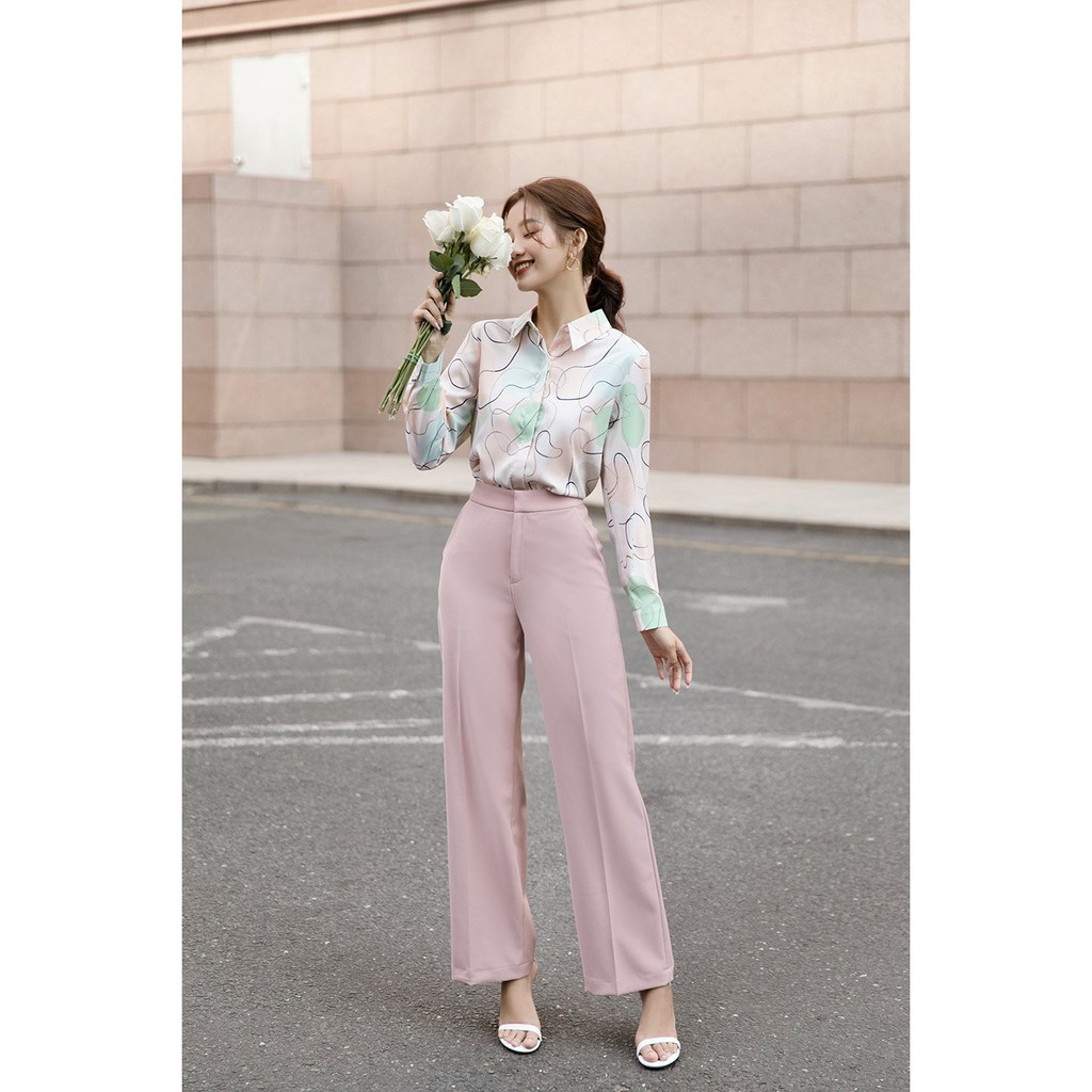 [GILLEE] Quần Ống Suông Tuyết Mưa Hồng