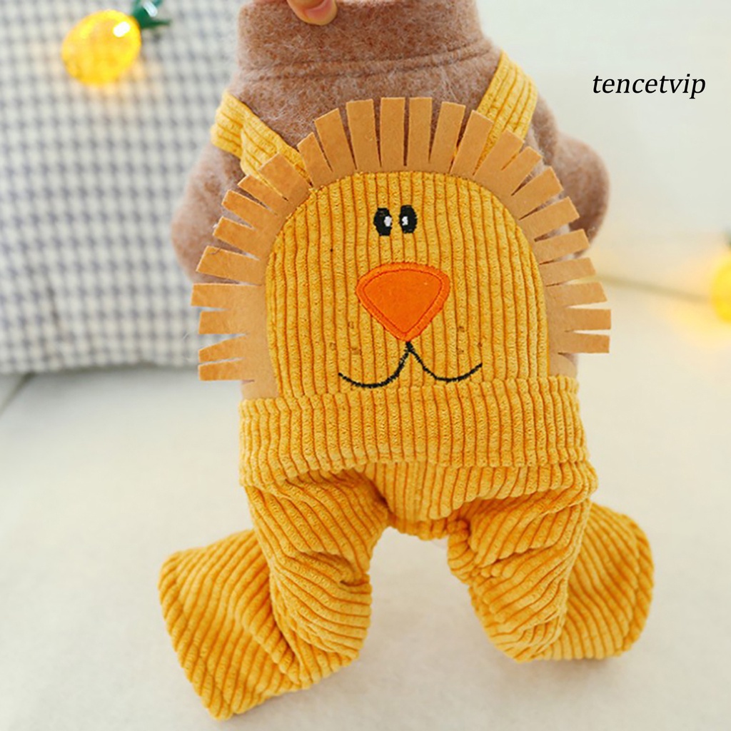 Áo liền quần mùa đông bằng vải cotton polyester hình gấu sư tử hoạt hình dễ thương cho cún cưng