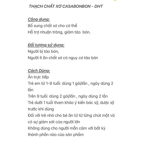 ✅ THẠCH CHẤT XƠ  CASABONBON DHT - Chất Xơ Nhật Bản tự nhiên - Chống Táo Bón