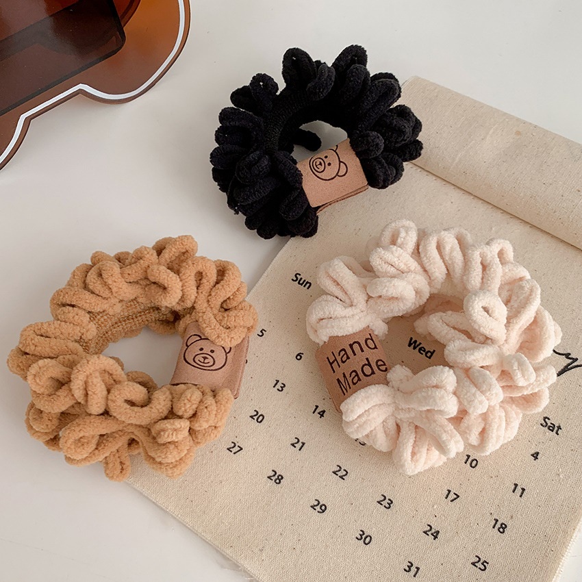 Dây buộc tóc scrunchies hình gấu phong cách hàn quốc, dây chun cột tóc màu nâu, đen, trắng LABIZI BT13