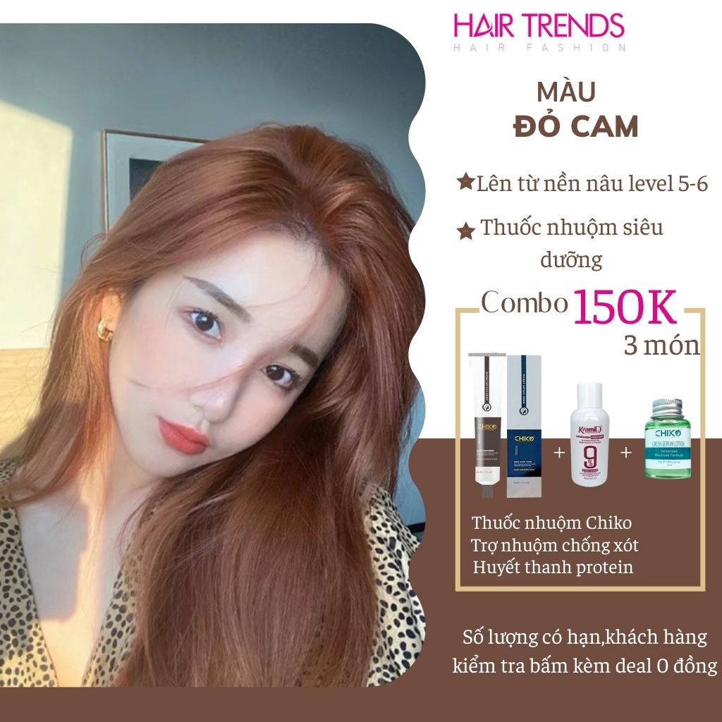 Thuốc nhuộm tóc màu NÂU CAM  tặng kèm trợ dưỡng oxy 100ml màu nhuộm Chiko chính hãng-hairtrens shop (C6.43)