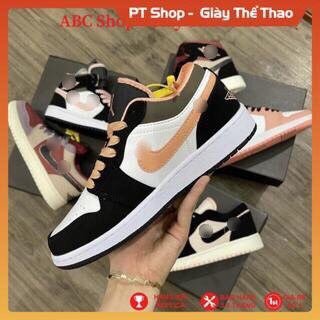 [FreeShip+ Hàng Xịn] Giày Jor.dan trắng hồng đen thấp cổ cao cấp mới, Giầy SNEAKER thể thao JD1 Full phụ kiện