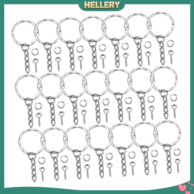 [HELLERY]50Pcs Lots 25mm Gold Keyring Keychain Split Key Rings with Chain DIY Findings