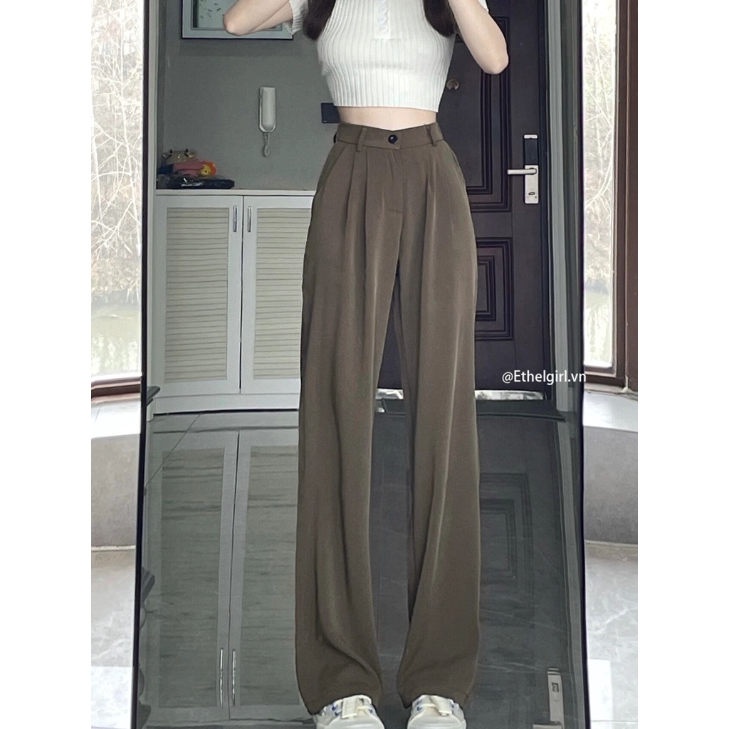 Quần Dài Nữ Ống Rộng Lưng Cao Thời Trang Hàn Quốc