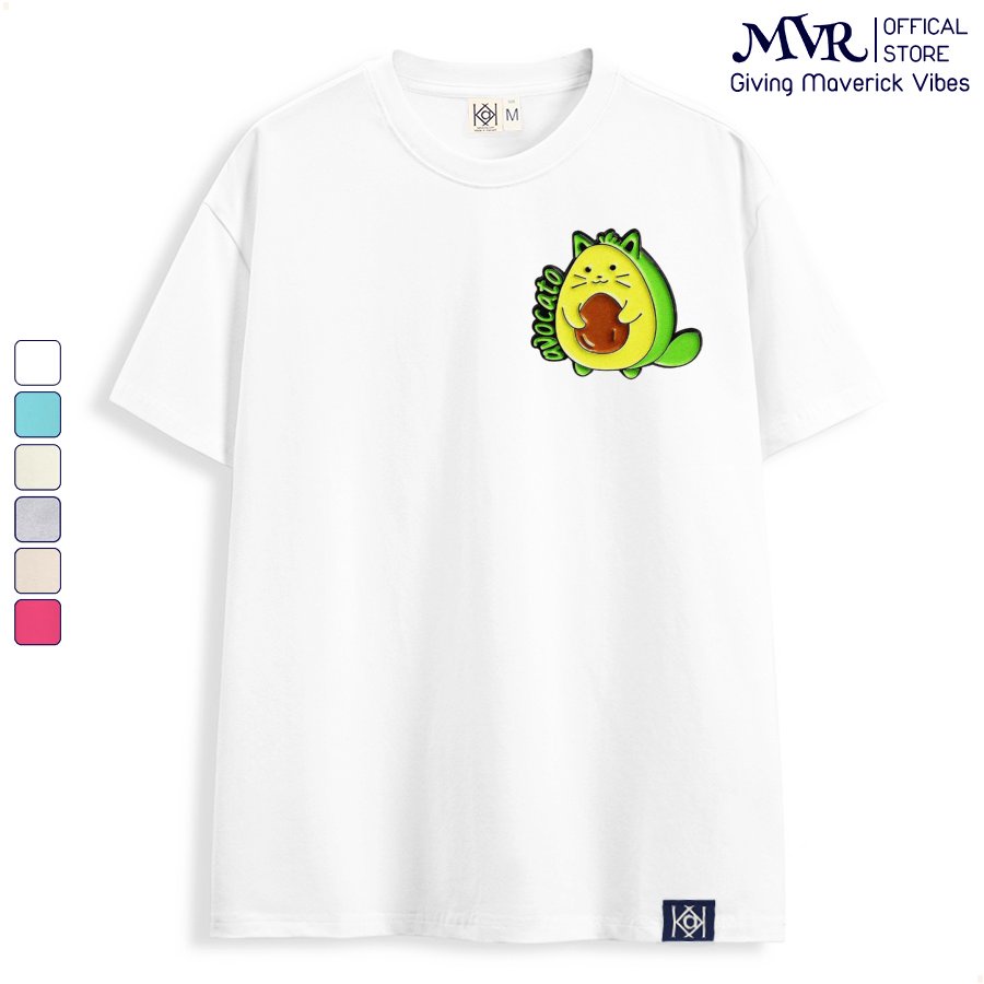 Áo thun nữ tay lỡ Cotton thoáng mát Avocato logo bơ mèo dễ thương MVR KK3917