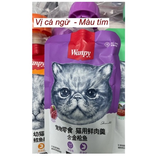 [HCM] Súp thưởng cho mèo hiệu Wanpy có nắp vặn dễ bảo quản (90g)