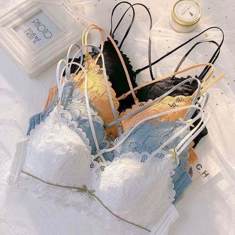 Áo Lót Nâng Ngực Không Gọng Vải Mỏng Phối Ren Quyến Rũ Dành Cho Nữ