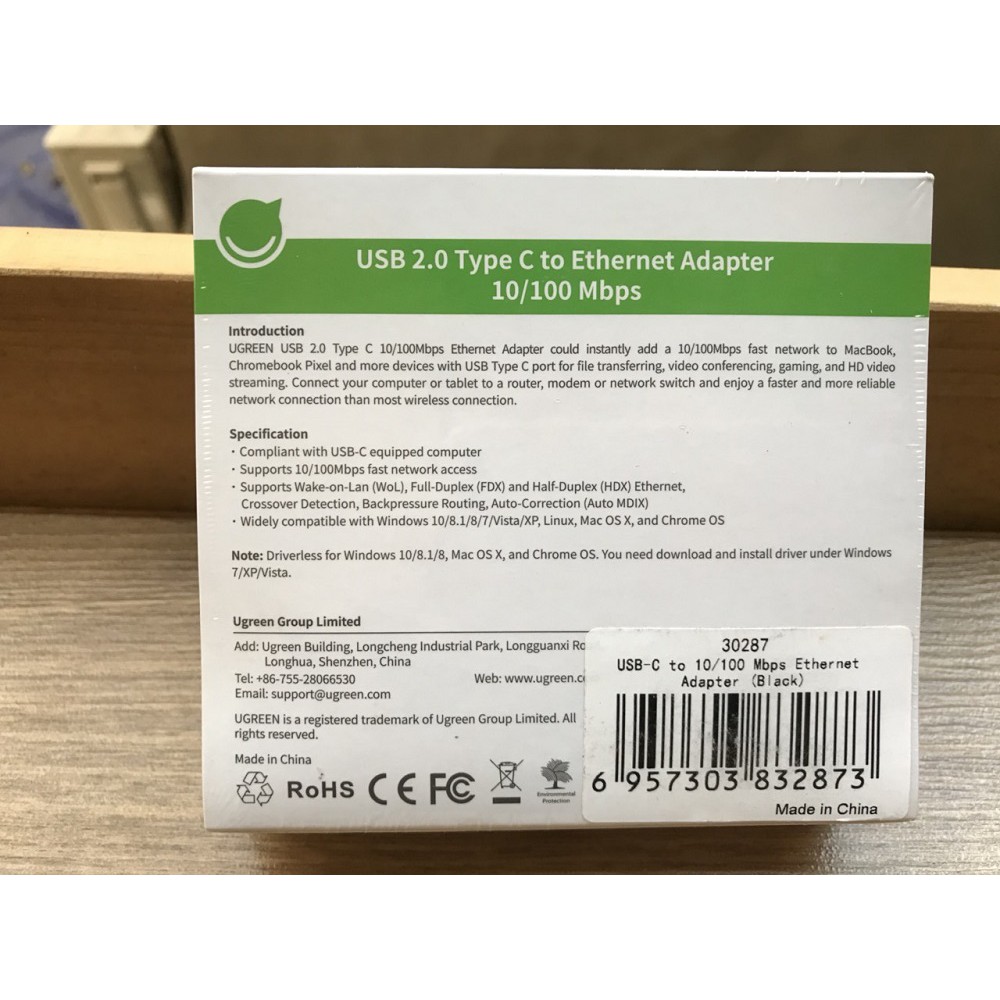 Cáp USB Type C To Lan 10/100 Mbps Ethernet Adapter Ugreen 40381