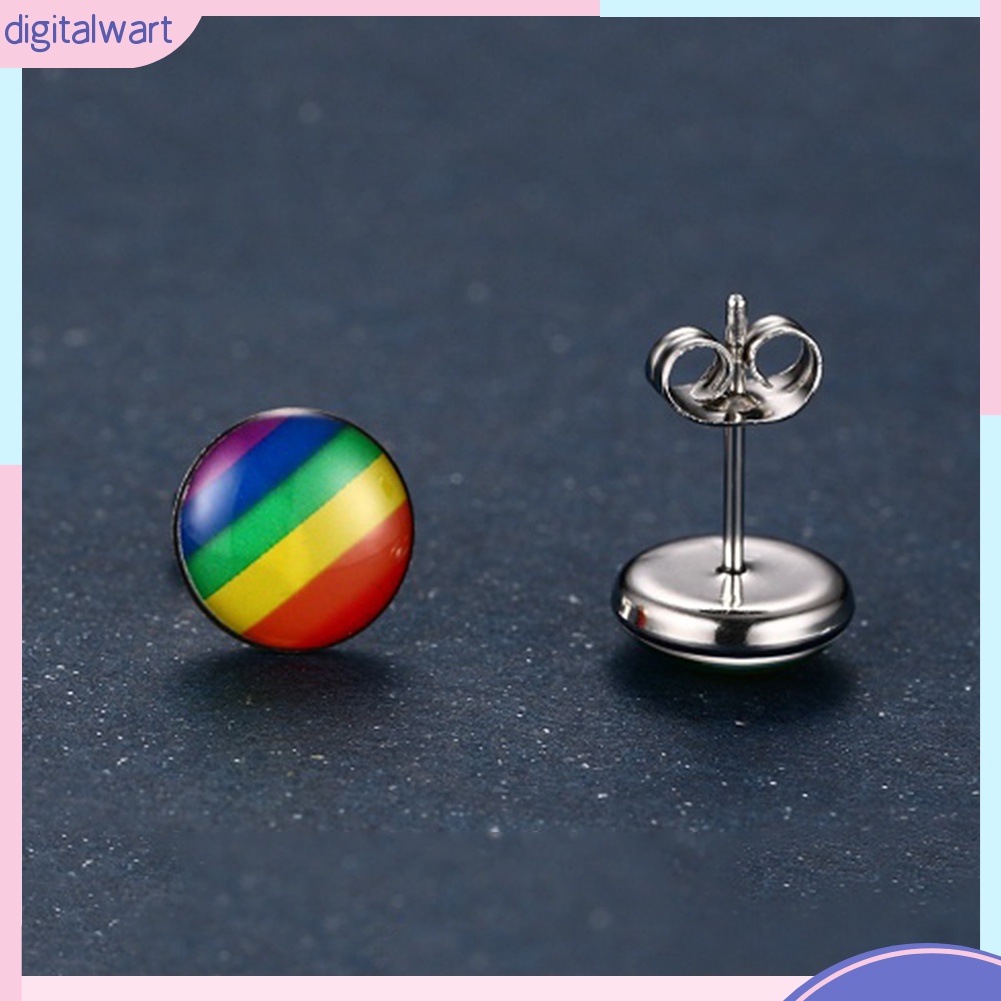 Khuyên Tai Tròn Màu Sắc Cầu Vồng Thời Trang Thanh Lịch Dành Cho Nữ