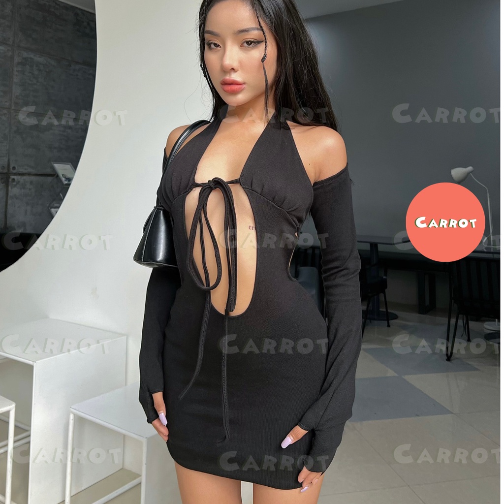 Đầm body thiết kế tặng kèm tay áo sexy chất thun cao cấp co giãn đi tiệc carrotxinhdep (102)