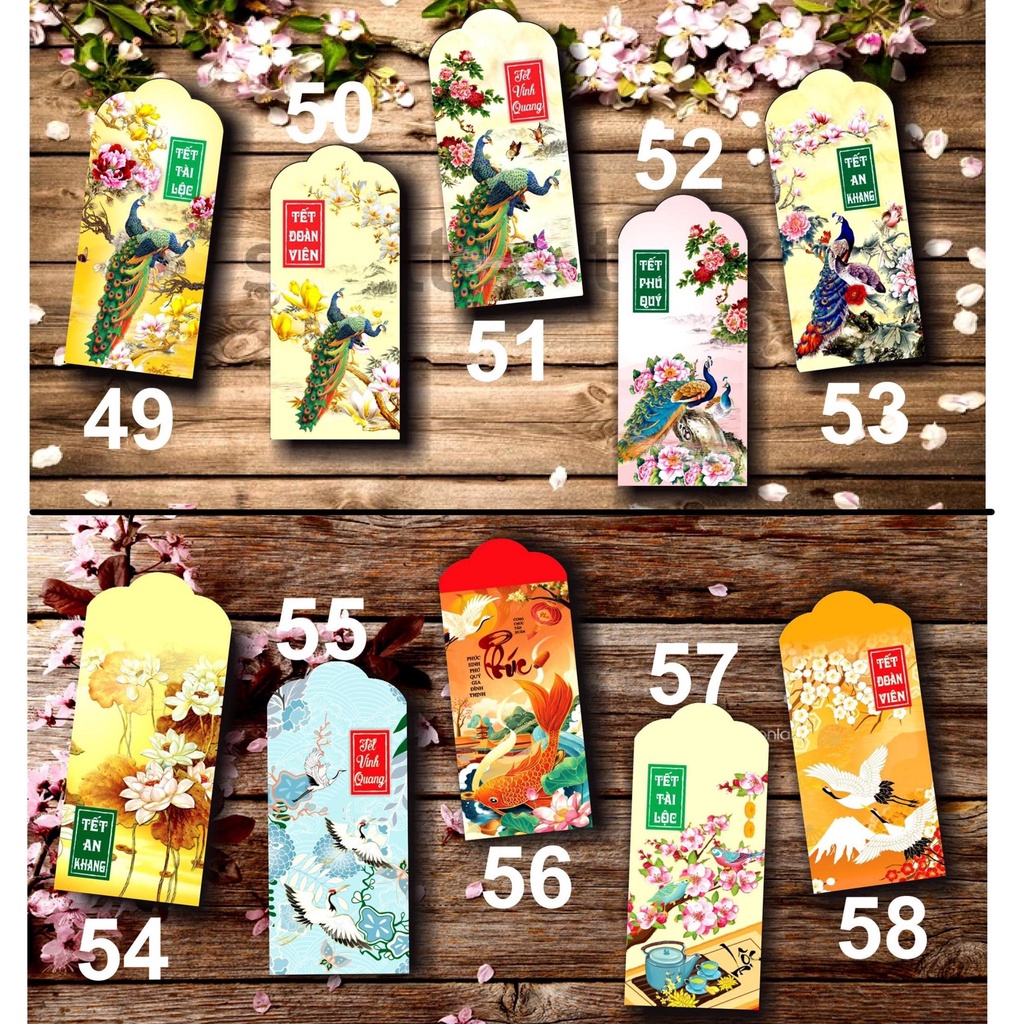 Combo 50 bao lì xì tết, lì xì tết 2022 đẹp giá rẻ theo yêu cầu