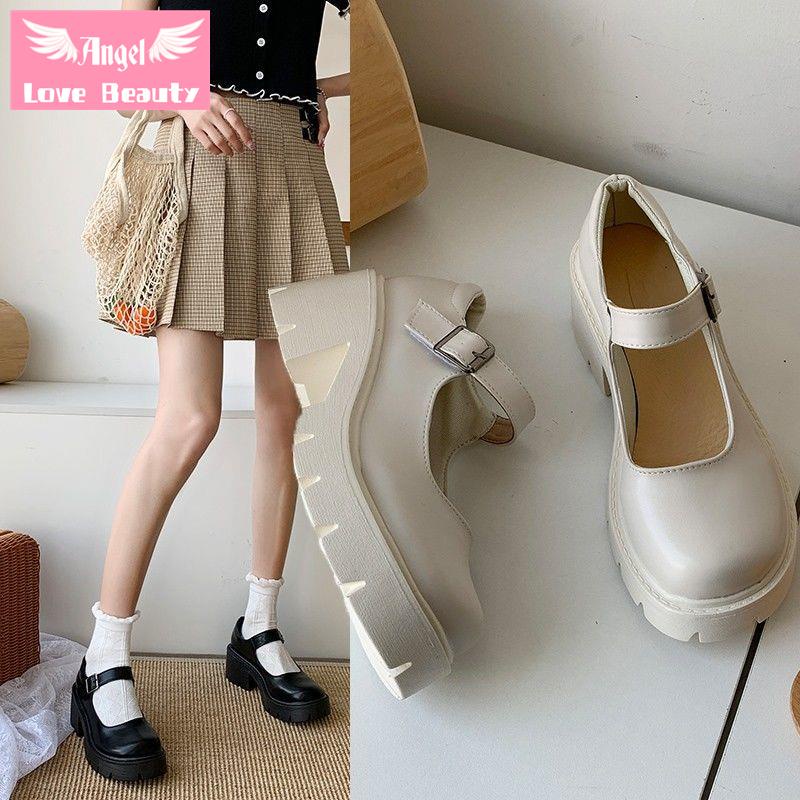 Giày Da Bít Mũi Đế Dày Phong Cách Anh Quốc Thời Trang Mùa Hè Cho Nữ