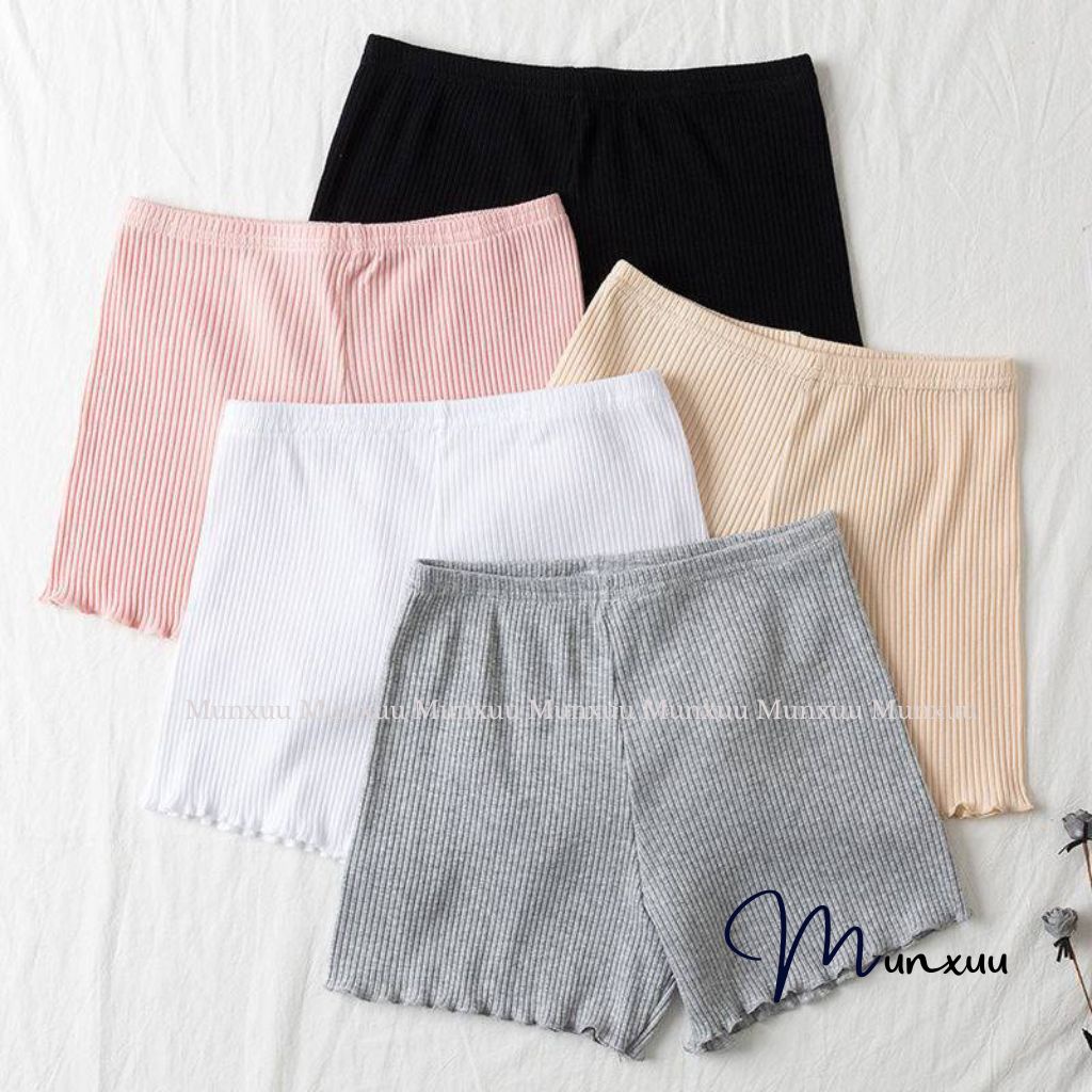 Quần mặc váy MUNXUU vải cotton gân tăm co dãn mềm mịn dáng đùi chống lộ - QV10