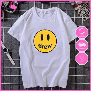 Áo thun unisex ngắn tay không cổ nam nữ đẹp mặt cười Drew (Nhận in áo thun theo yêu cầu)
