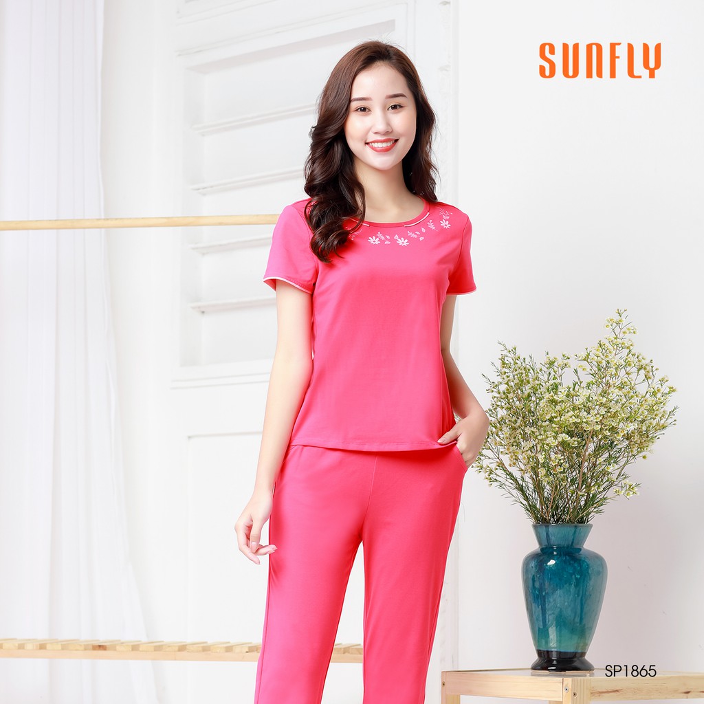 Đồ bộ mặc nhà Cotton áo cộc, quần dài Sunfly SP1865