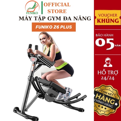 Máy tập gym đa năng,dụng cụ tập cơ bụng cao cấp Funiko Z6 Plus yên xoay 360 khung thép chịu lực bảo hành 5 năm