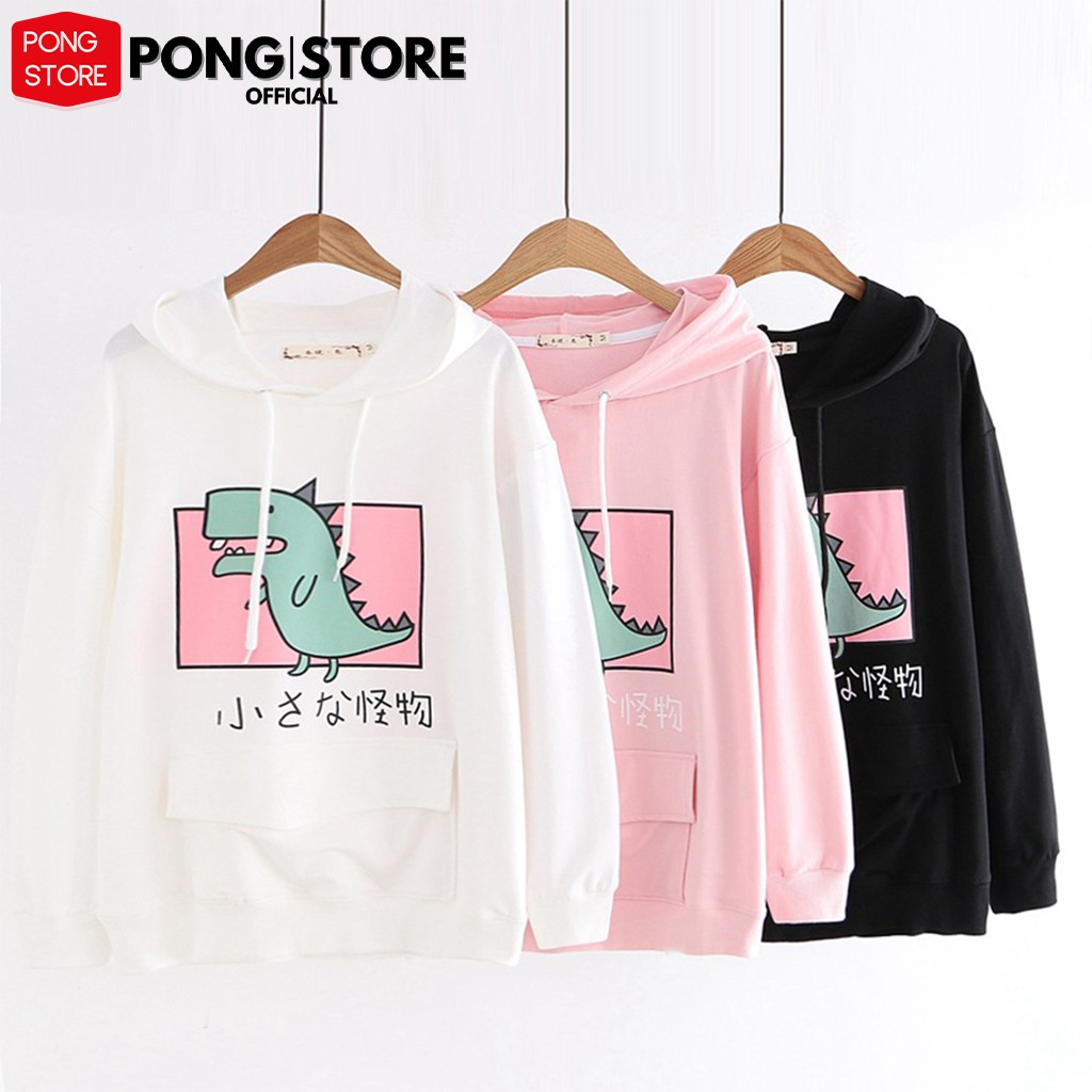 Áo hoodie nữ form rộng hàn quốc KHỦNG LONG T-REX, áo khoác hoodie chất nỉ mềm mịn có túi hộp trước