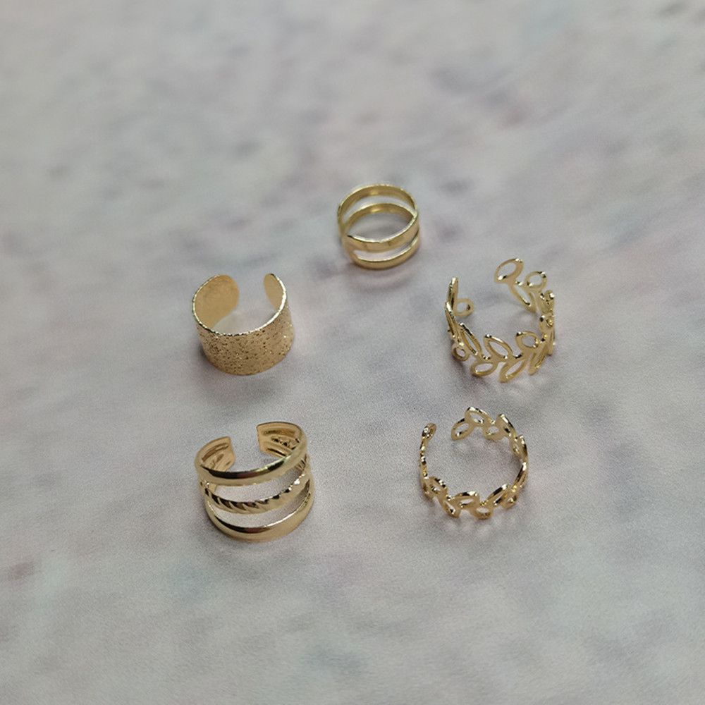 Set 5 khuyên kẹp vành tai hình chiếc lá nhiều màu sắc thời trang cho nữ MIHAN1