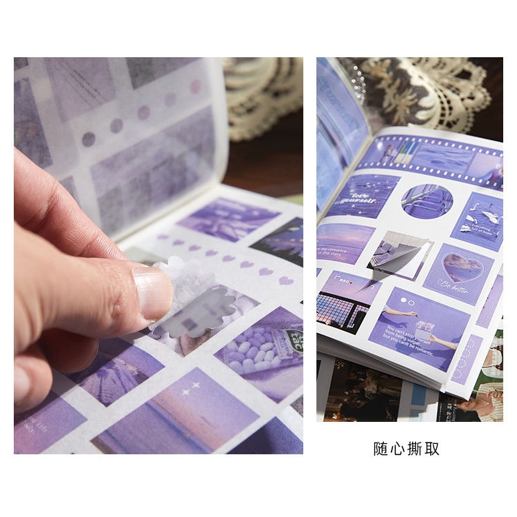 Quyển sổ sticker ảnh 20 trang nhiều chất liệu trang trí sổ journal