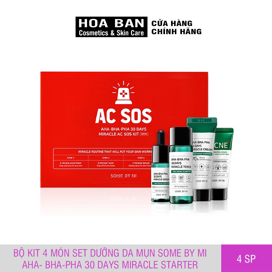 Bộ Kit 4 Món Set dưỡng da mụn Some By Mi AHA- BHA-PHA 30 Days Miracle Starter - HB0050