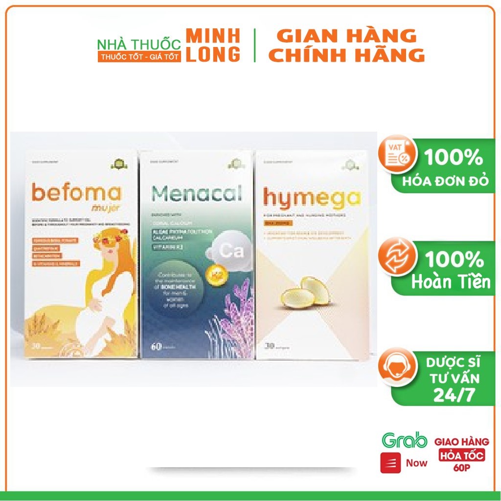 Bộ 3 BEFOMA + MENACAL + HYMEGA- Bổ sung Sắt- Canxi- DHA cho mẹ bầu.