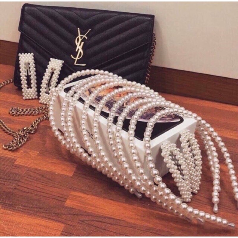 Bờm tóc siêu sang đính đá siêu sang ngọc trai nhân tạo cho nữ - chất liệu cao cấp, thời trang Hàn Quốc