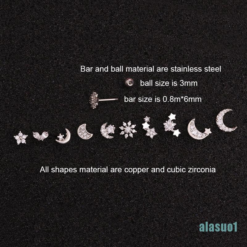 1 Bông Tai Hình Mặt Trăng Đính Đá