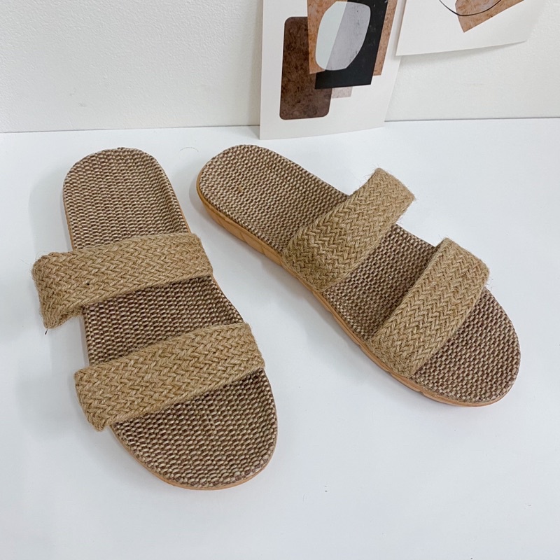 Dép Cói Bố Bông Cúc 2 Ngang Shoes Paradise DC