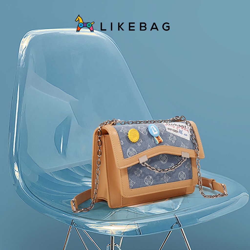 Túi đeo chéo nữ thời trang LIKEBAG gắn sticker dễ thương 223XK6248 - LIKEBAG