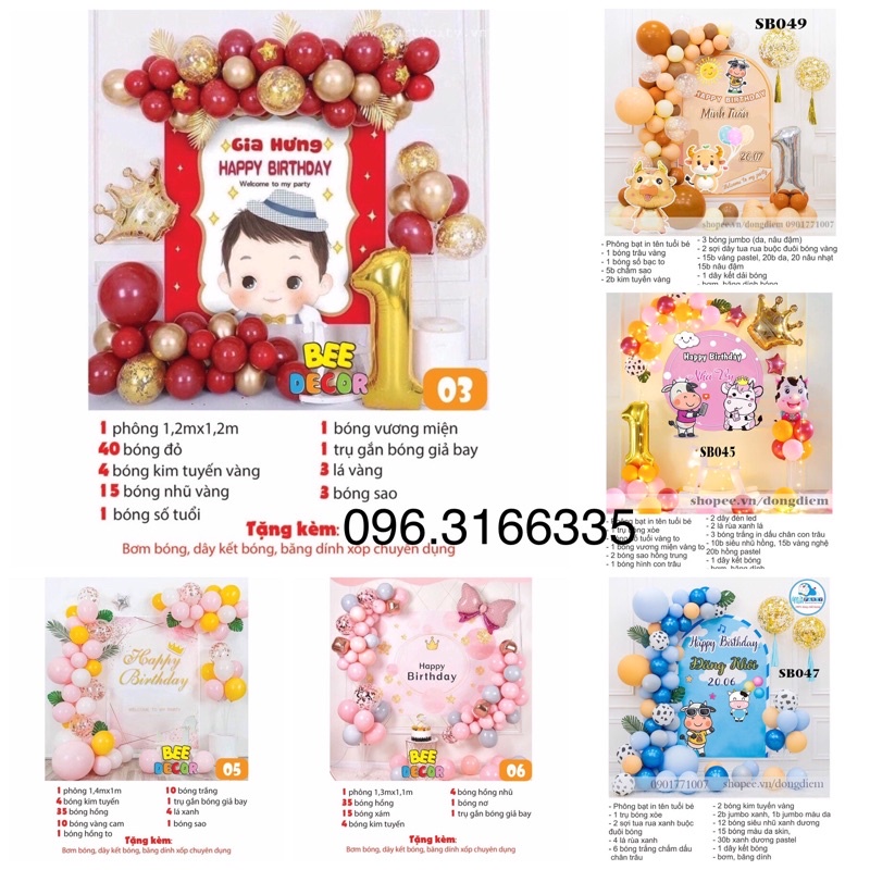 SÉT Y HÌNH[ in tên ,ngày sinh bé trên baner]Bóng Trang Trí Sinh Nhật Có Phông In Tên Bé,trang trí đầy tháng,thôi nôi