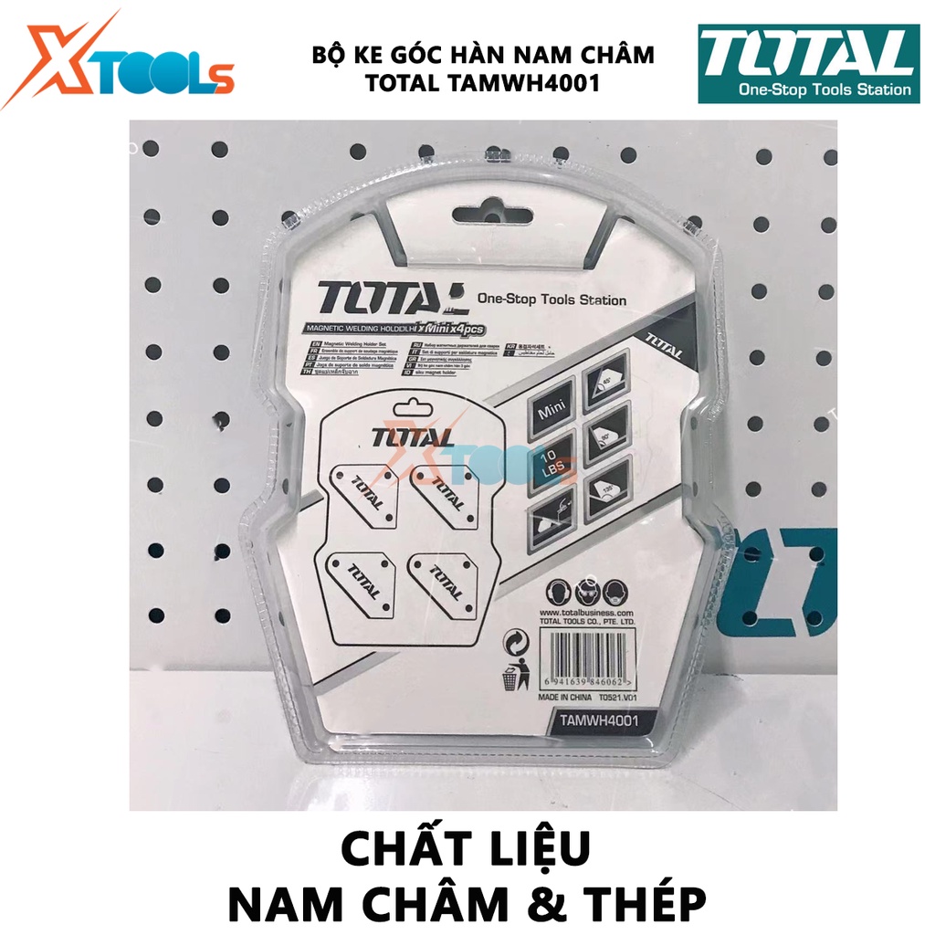 Bộ ke góc hàn nam châm 3 góc Total TAMWH4001| 4 nam châm mini 45 °, 90 °, 135 °, dùng chất liệu nam châm và thép [CHÍNH