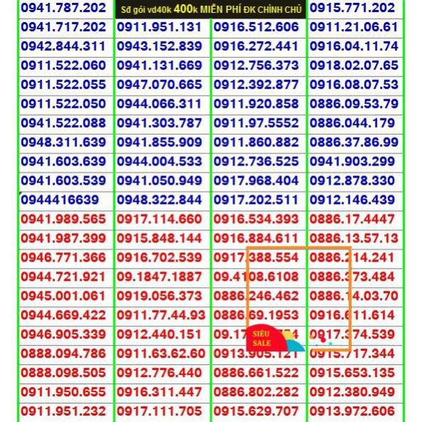 Sim Đẹp VINA GIÁ 400k GÓI Vd40K Miễn phí GỌI nội mạng +  Data tốc độ cao - HỖ TRỢ ĐĂNG KÝ CHÍNH CHỦ