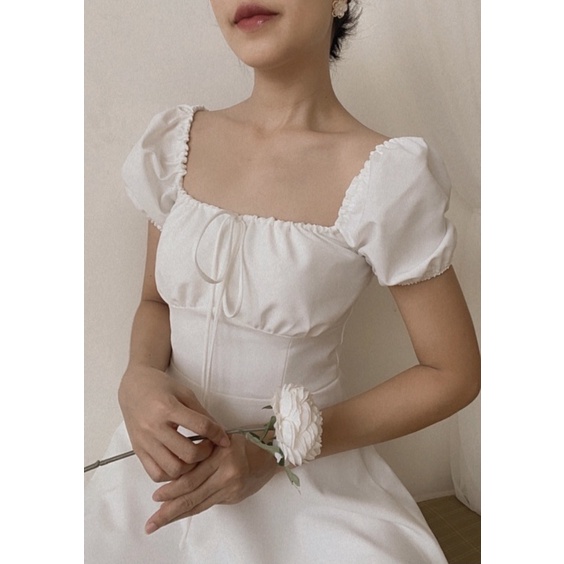 Đầm xòe TIEUDESIGN nhún nơ trước