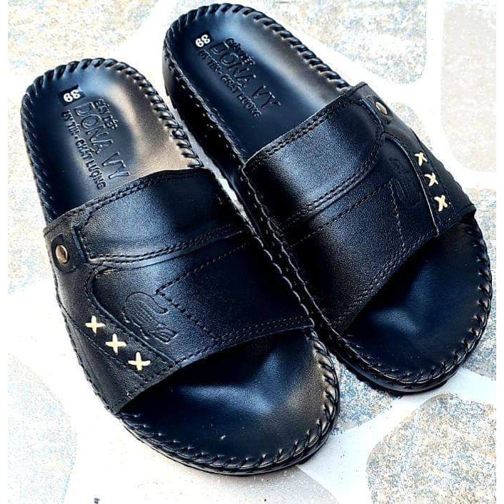 Dép Nam Da Bò, Dép Quai Ngang Da Thật shop KINSON A11