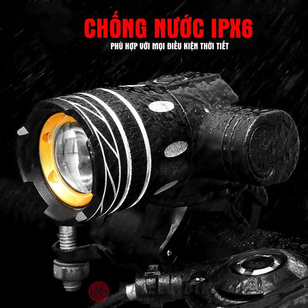 Combo Đèn Pha Trước Xe Đạp Siêu Sáng Chống Nước Sạc Điện Usb + Đèn Led Đuôi Cảnh Báo Sau Cho Xe Đạp 4 Chế Độ Sáng