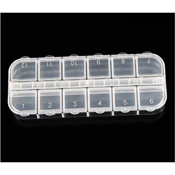 Hộp Nhựa đựng nail , charm , phụ kiện khay 12 ô
