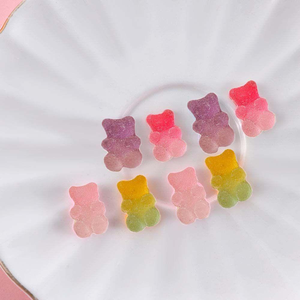 Phụ Kiện Trang Trí Móng Tay Nghệ Thuật Hình Gấu Hoạt Hình 3D Bằng Resin Màu Gradient Thời Trang