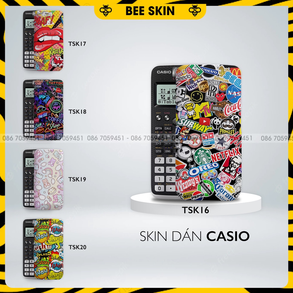 Skin dán máy tính CASIO In Hình StickerBộ 4 (Casio 570 / Casio 570-2nd/ Casio 580 /Vinacal..) tskb4