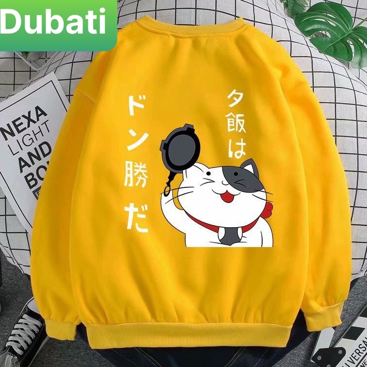 ÁO KHOÁC SWEATER CHẤT NỈ MỀM MỊN IN MÈO THẦN TÀI TAY DÀI FROM RỘNG PHONG CÁCH HÀN QUỐC- DUBATI FASHION