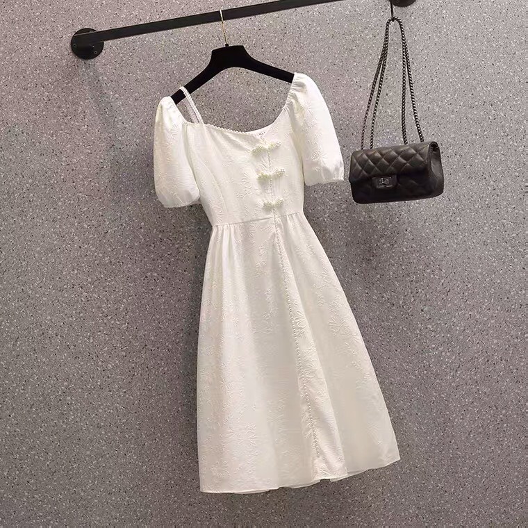 R91533-1 Đầm xoè ngắn tay nữ hè cho người mập hàng nhập