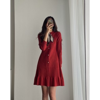 váy len kèm khăn lụa 3965