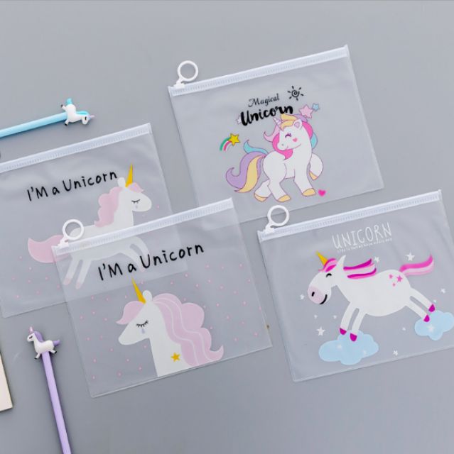 [Mua Nhiều Giảm Nhiều] Túi Zip A5 Đựng Bút hình Xương Rồng - Báo Hồng - Heo Hồng - Unicorn