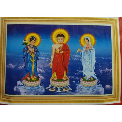 Tây Phương Tam Phật Tranh Thêu Chữ Thập A980 - 113x78cm
