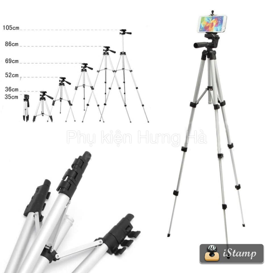 &gt;Gậy Chụp Ảnh 3 Chân Tripod 3110 .3120 Tặng 1 kẹp điện thoại -Gậy livetrem cực chắc