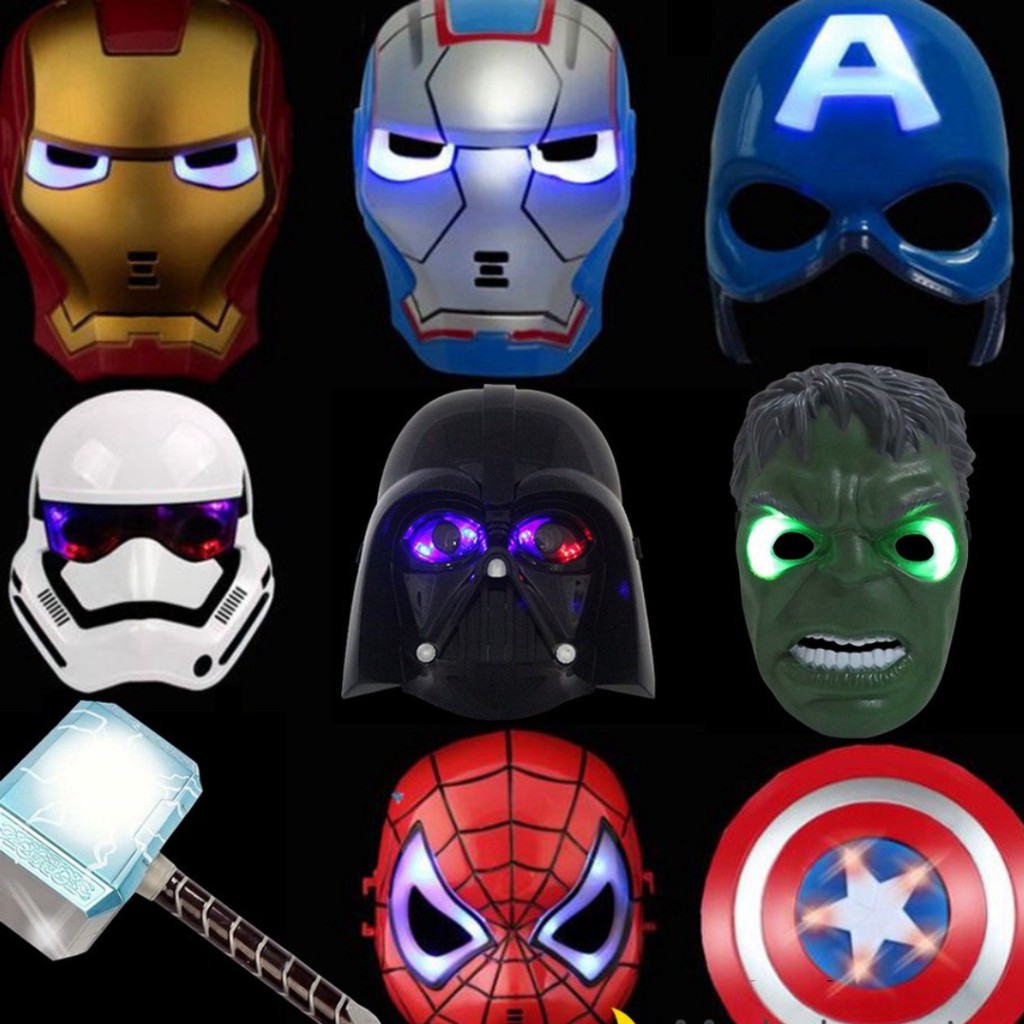 (có sẵn) Mặt nạ hóa trang có đèn hình siêu anh hùng Marvel cho tiệc tùng lễ hội hóa trang halloween dành cho bé