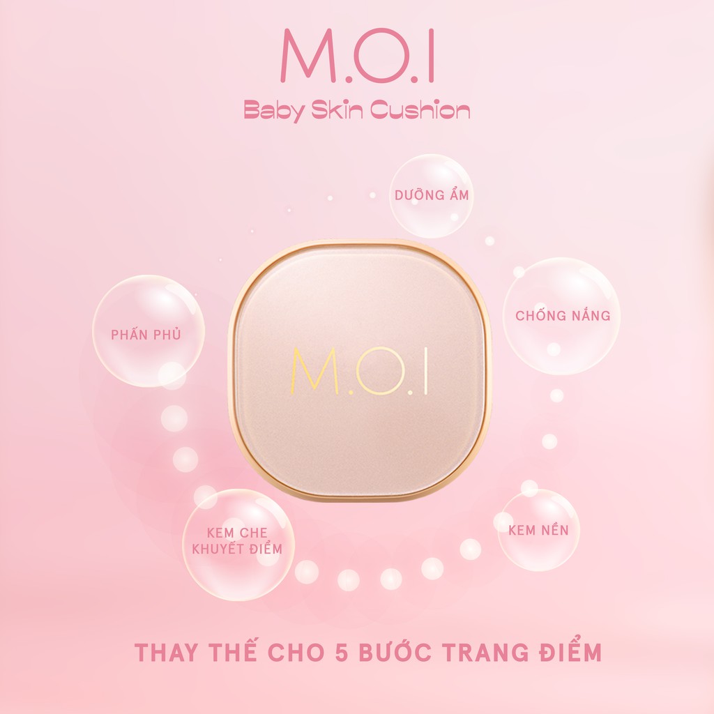 Phấn Nước Cushion Hồ Ngọc Hà M.O.I Baby Cushion Skin Phấn Nước Kiềm Dầu Che Khuyết Điểm Tạo Khối