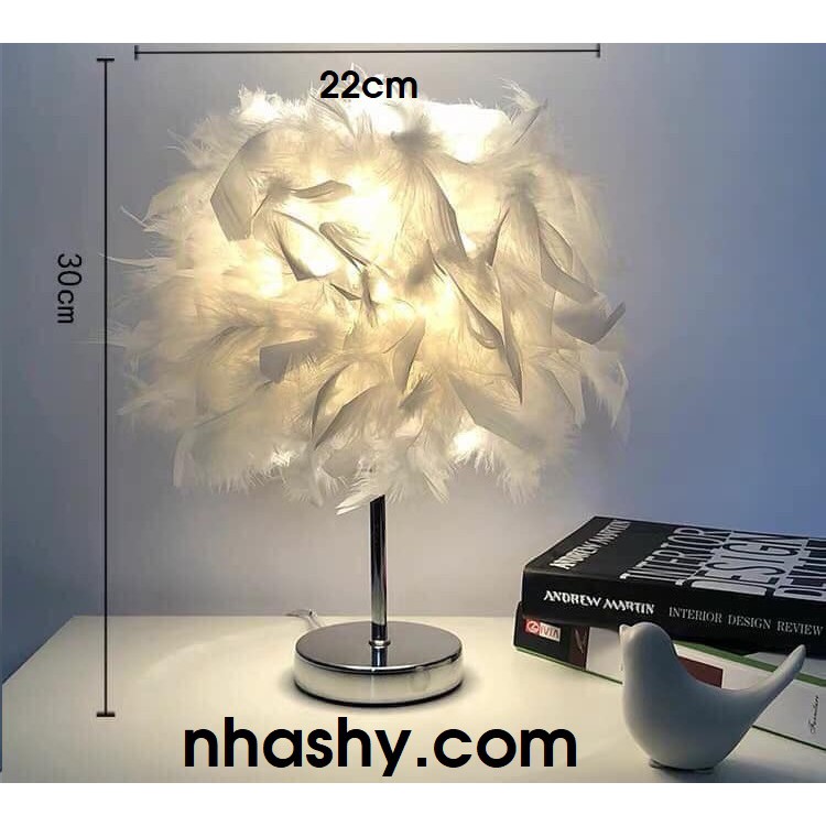 Đèn Ngủ Lông Vũ - Đèn Ngủ Để Bàn Trang Trí Sang Trọng - Ảnh Thật - NHÀ SHY HOMEDECOR