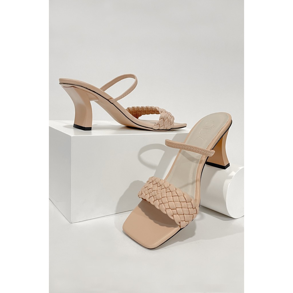 OLV - Giày Braided Strap Heels in Brown