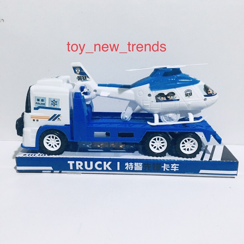 Đồ chơi ô tô, xe police chở máy bay .Xe chạy lực đà, kích thước 26cm x 6cm