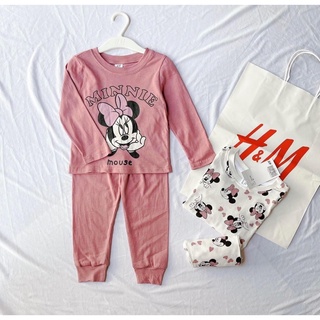 Set 2 bộ dài tay thu đông bé gái HM set 2 bộ cotton cho bé gái thu đông